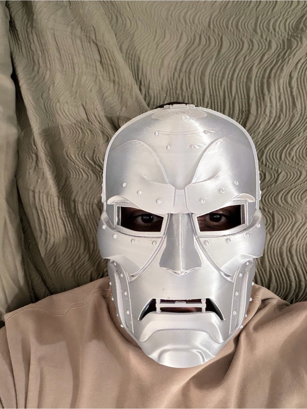 Men's Metallic Silver Lucha-Style Face Mask